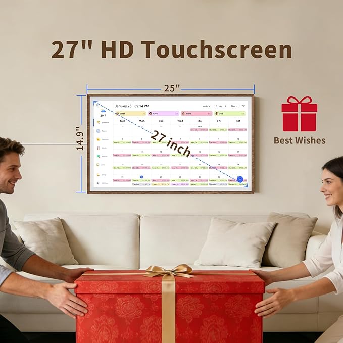 27-Inch Digital Calendar Chore Chart Touchscreen Full HD Wall Desk Mountable Family Planner
