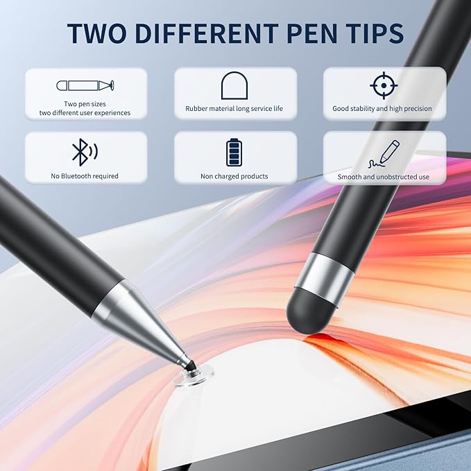 Stylus Pen for Touchscreen, 6 PCS Stylus 2-in-1 High Precision and Sensitivity, Suitable for iPad/iPhone/Samsung/Android Smartphone and Tablets, Compatible with Capacitive Touch Screen (White)