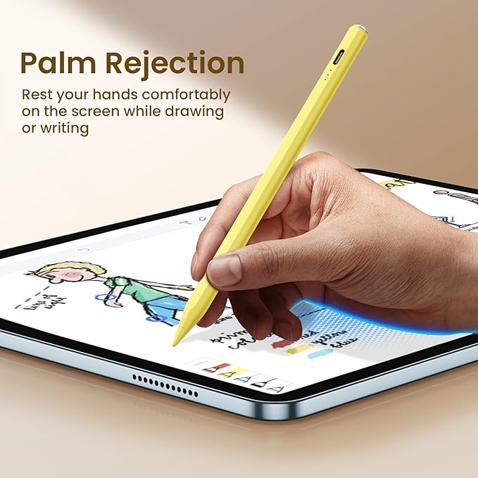 Hastraith Stylus Pen for iPad(2018-2026)-13 Mins Fast Charge with Tilt Sensitivity & Palm Rejection for iPad 11/10/9/8/7/6th Gen, Air 5/4/3/M4/M3/M2, Pro 13"/12.9"/11"/M4, Mini 7/6/5th, Yellow
