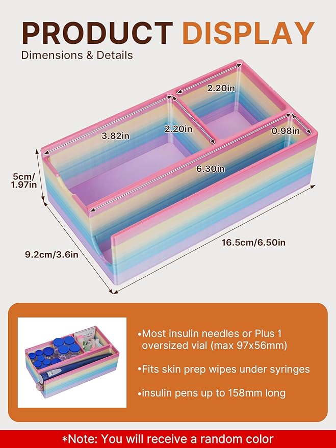 Insulin & Peptide Storage Case, Heavy Duty Peptide Case Suitable for Fridge and Freezer, Vial Holder for Peptides & Diabetic Supplies(Random Color)