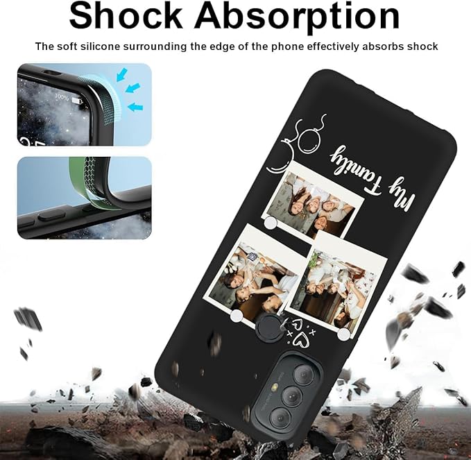Custom Multi Photos Case for Motorola Moto G Power 2022-6.5 inch, Personalized Gift for Men Women, Customized Collage Text Picture Phone Cover, Soft Rubber Shockproof Protective Case, Black