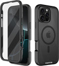 wahhle Compatible with iPhone 16 Pro Case, Magnetic Built in Screen Protector Full Body Shockproof Slim Fit Bumper Protective Phone Cover 6.3'' Men Women-Black/Clear