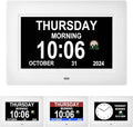 Digital Alarm Clock, Multiple Alarm Functions, Clock with Date and Day, Digital Alarm and Electronic Calendar for Seniors (White, 7 inch) (7-inch White)