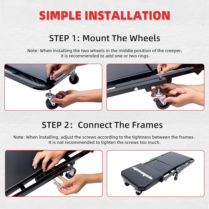 Mechanic Creeper 36 inches 3-in-1 Mode Z Seat 340lbs Capacity, Foldable Garage Adjustable Rolling Folding with 6pcs Wheels Roller, Lay Down Sit Lean Back, Under Car Auto Repair, Black, Man Gift
