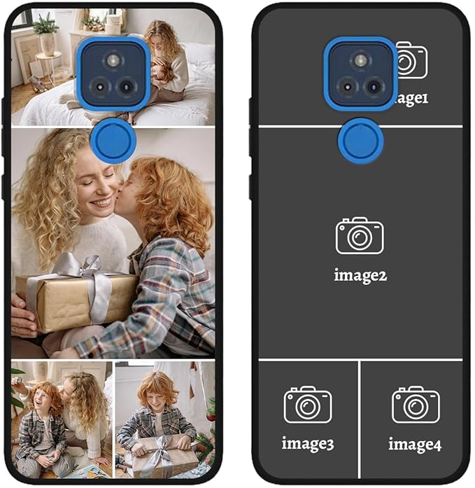 Custom Photo Case for Motorola Moto G Play 2021, Create Your Own Picture Collage Phone Case, Soft Drop Protection, Personalized Anti-Scratch TPU Soft Cover, Gifts for Family Friends, Black