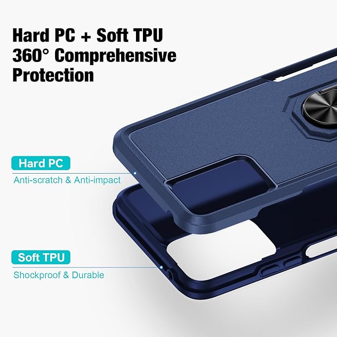 for Motorola Moto G Stylus 2026/2025 Case [15 FT Military Grade Drop Protection] with 2X Tempered Glass Screen Protector, Heavy-Duty Shockproof Magnetic Kickstand Case Blue