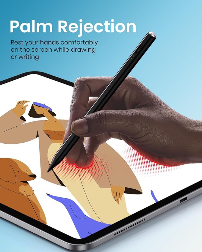 Hastraith Stylus Pen for iPad(2018-2025)-2X Faster Charge with Tilt Sensitivity & Palm Rejection for iPad 11/10/9/8/7/6th Gen, Air 7/6/5/4/3/M3/M2, Pro 13"/12.9"/11"/M4, Mini 7/6/5th, Black