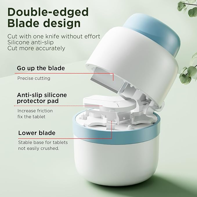 Pill Cutter - Pill Splitter for Small Pills with Stainless Steel Blade in one Third/Fourth, Suitable for Cuting Vitamins, Tablets (1-3 Grey New)