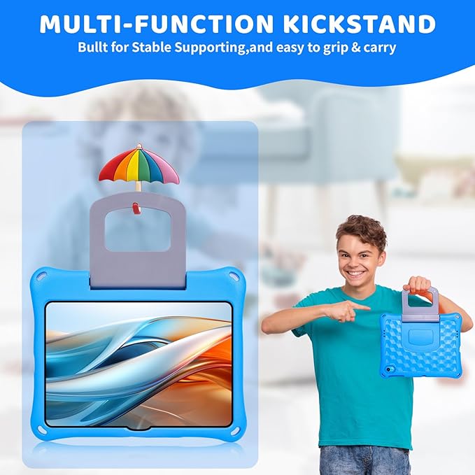 Case for Onn 10.1 Inch Tablet (2024 Model) Gen 4 - Shockproof Lightweight Protective EVA Kids Kickstand Cover Case + 1 Stylus (Blue)