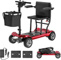 Powered Mobility Scooter for Adults, Seniors - 23MI Extra Long Range Foldable 4 Wheel Electric Motorized Scooter for Travels with Airport Approved Dual Batteries, All Terrain Motorized Scooter (Red)