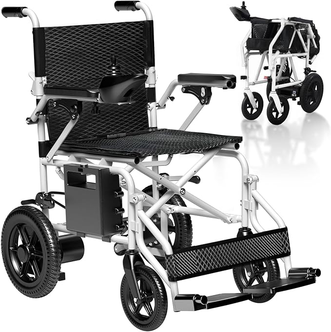 [2025 Upgrade] Hassky Electric Wheelchair for Adults Foldable, 15 Miles Range Motorized Wheelchair, All Terrain Power Wheelchairs for Seniors Supports Up to 350 lbs White