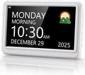 Rechargeable Digital Clock with Day and Date for Elderly, 7" Large Digital Calendar Clock for Seniors, 20 Alarms & Medication Reminders, Auto DST/Dimmer, 12 Themes, Best Gifts for People with Dementia