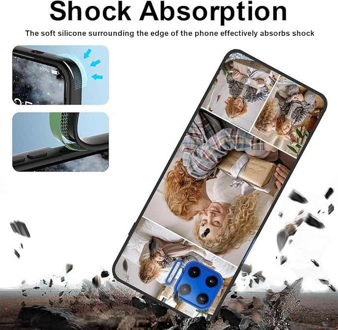 Custom Photo Case for Motorola Moto G 5G Plus, Create Your Own Picture Collage Phone Case, Soft Drop Protection, Personalized Anti-Scratch TPU Soft Cover, Gifts for Family Friends, Black