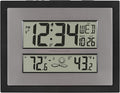 La Crosse Technology 512-85937-INT Atomic Digital Wall Clock with Temperature & Forecast in Gray/Silver