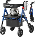 Bariatric Rollator Walker with Seat for Seniors, 500lb Capacity Aluminum Frame, Zero Wobble, 16lb Lightweight, 8" All Terrain Wheels, 10-Level Adjustable Handle/Seat, Cup Holder, Cane Clip