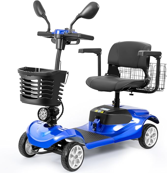 4 Wheel Electric Power Mobility Scooter for Adults, Electric Scooter for Seniors Folding Mobility Scooter -Max Speed 5 Mph,12.5 Miles Long Travel Range