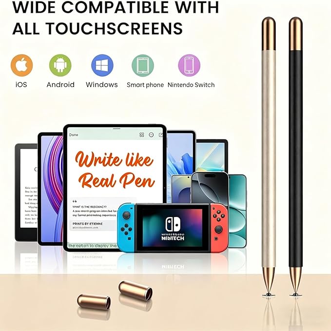 Double-Tipped Stylus, Stylus Pen for Touchscreen, High Sensitivity, Magnetic Caps, Stylus Pen for iPhone, iPad, Android, Galaxy Microsoft,Chromebook Tablet,Compatible with Capacitive Touch Screen