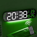 13.7" Large Digital Wall Clock – Remote Control, Dual Alarm, Big LED Display, Auto-Dimming, RGB Night Light, Auto DST – Bedroom, Living Room, Office, Purple,Green