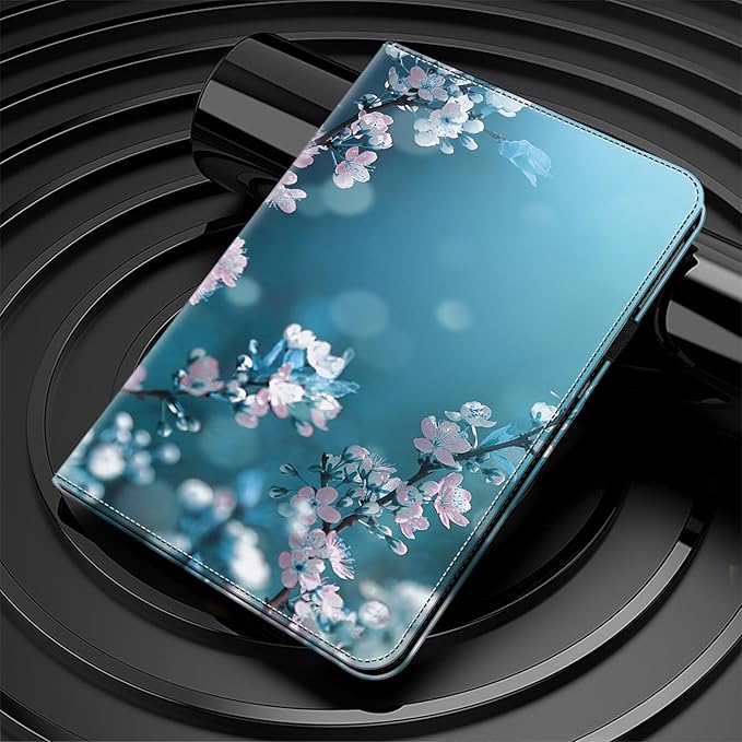 Dteck for Galaxy Tab S6 Lite (10.4") Tablet Case 2024/2022/2020 (SM-P620/P610), PU Leather Slim Folio Case with Adjustable Stand, Lightweight Protective Cute Cover with Stylus Pen Loop (Plum Blossom)