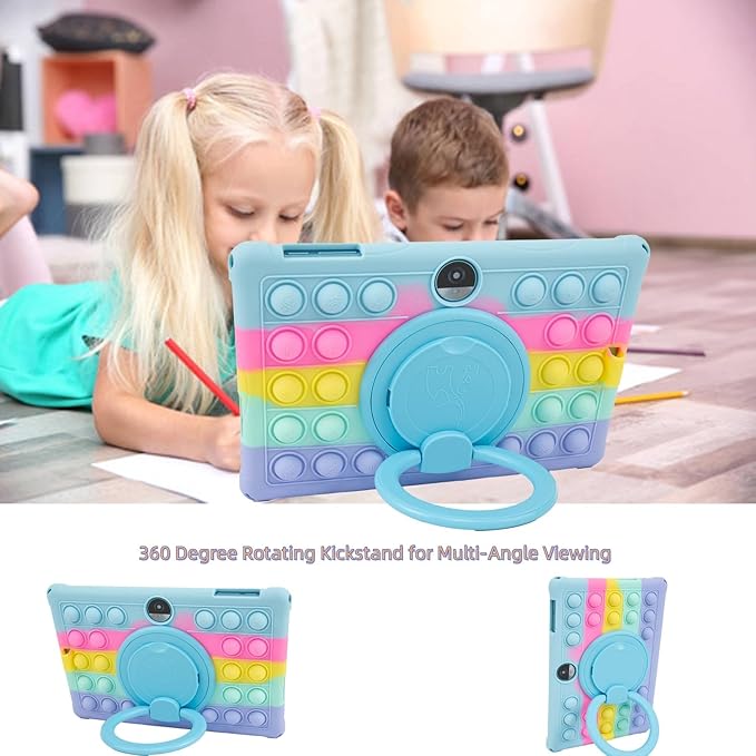 Silicone Tablet Case 360 Rotating Stand/Handle and Shoulder Strap Stylus Pen Soft Cover Compatible with COLORROOM/TUOHAITIME/JIKOCXN/WXUNJA C5 11 inch Lightblue