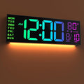 JALL 16.02'' Large Digital Wall Clock, Big LED Number Dispaly, RGB Colors, DST, Night Light for Classroom Living Room Bedroom Mounted Birthday Xmas Gift for Senior, Mem Womem