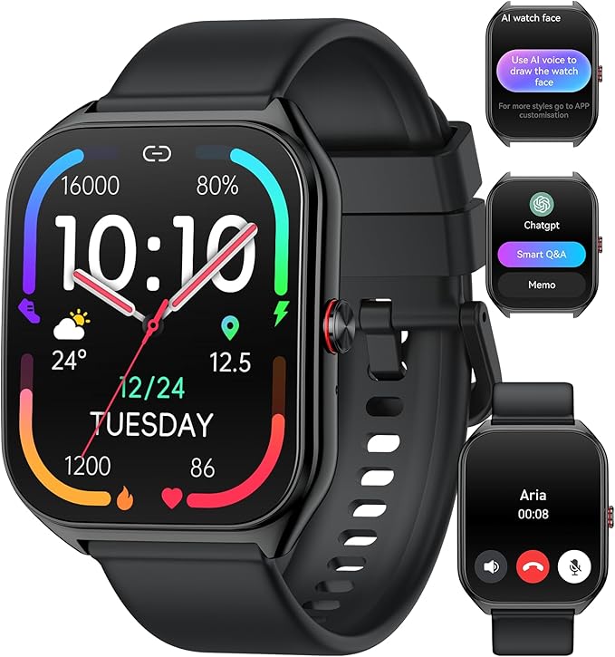 2026 AI Smart Watch for Men Women with ChatGPT, 1000mAh Fitness Tracker 60-Day Standby Time, 1.96" HD SmartWatch with 200+ Sport Modes/Heart Rate/Sleep Monitor, IP68 Waterproof Pedometer for Android