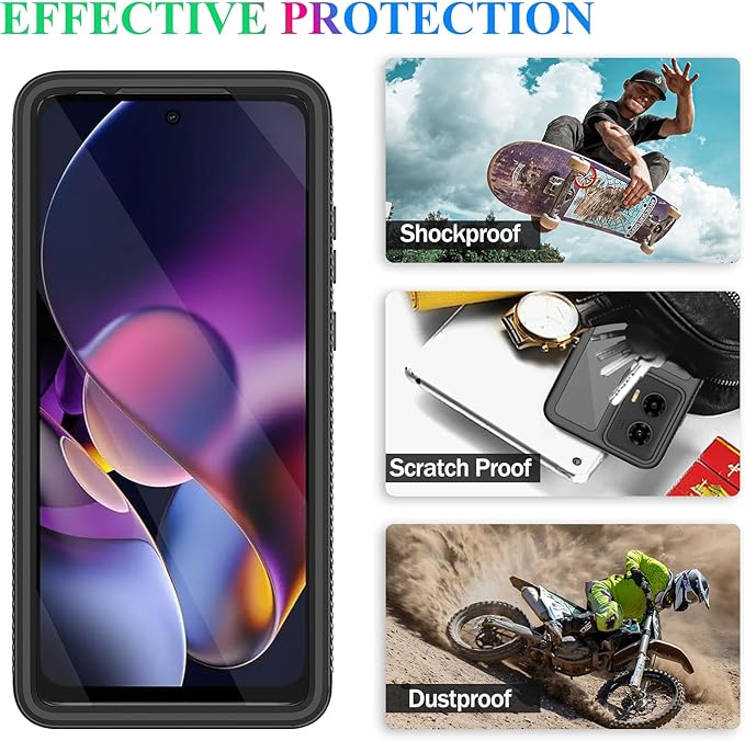 wahhle Compatible with Moto G Stylus 5G 2024 Case, Built in Screen Protector Full Body Shockproof Slim Fit Bumper Protective Phone Cover for Motorola G Stylus 5G 2024 Men Women-Black/Clear