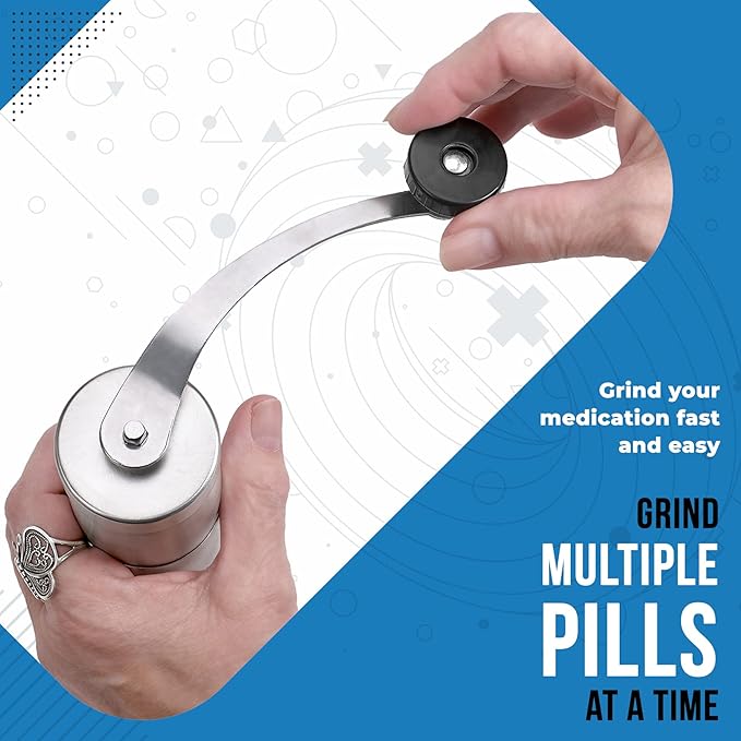 Pill Grinder - Top Choice Pro Pill Crusher and Cutter that Grinds Your Pills and Tablets to Help Make Taking Medication and Supplements Easier, Manual Stainless Steel Design…