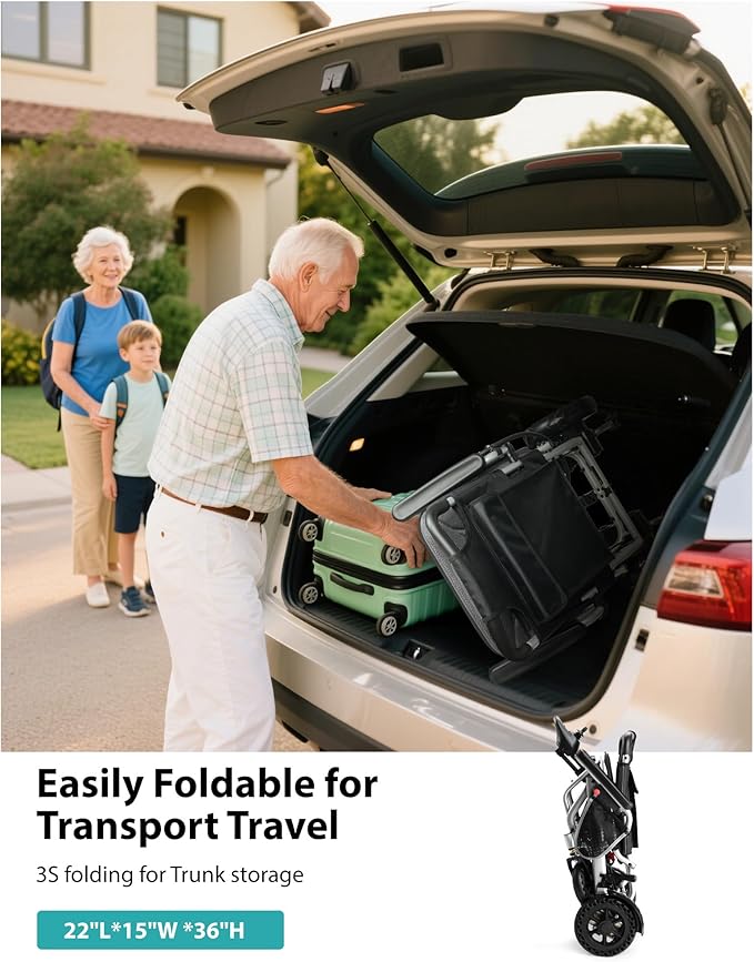 Goldseason 33 lb Lightweight Electric Wheelchairs for Adults - 15 Miles Range Foldable Motozied Wheelchair with LED Light, Support 330 lb, 360W All Terrain Power Wheelchair, Airline Approved