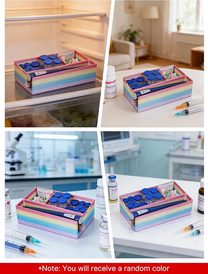 Insulin & Peptide Storage Case, Heavy Duty Peptide Case Suitable for Fridge and Freezer, Vial Holder for Peptides & Diabetic Supplies(Random Color)
