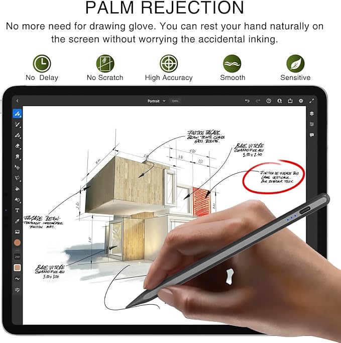 HATOKU Stylus Pen for iPad 2018-2026, 15 Mins Fast Charge Pencil 1st Gen with Tilt Sensitivity, Palm Rejection, Magnetic Pens for iPad 6-10/11, Air 3/4/5/M2/M3, Mini 5/6/7, Pro 11"/12.9"/M4/M5 (Black)