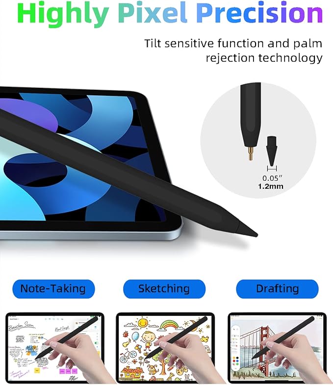 iPad Pencil 2nd Generation with Magnetic Wireless Fast Charging, Same as Apple Pencil 2nd Generation, Stylus Pen Work for iPad Pro 11 in 1/2/3/4, iPad Pro 12.9in 3/4/5/6, iPad Air 4/5, iPad mini 6