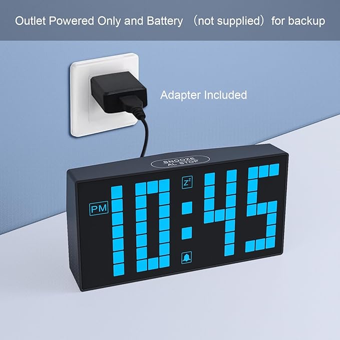 KWANWA Digital Alarm Clock with Auto-Dimmable LED Display, Weekend Alarm Mode, Battery Backup, DST Switch, 12/24H Format – Small Bedroom Clock for Desk, Nightstand, Kids, Seniors