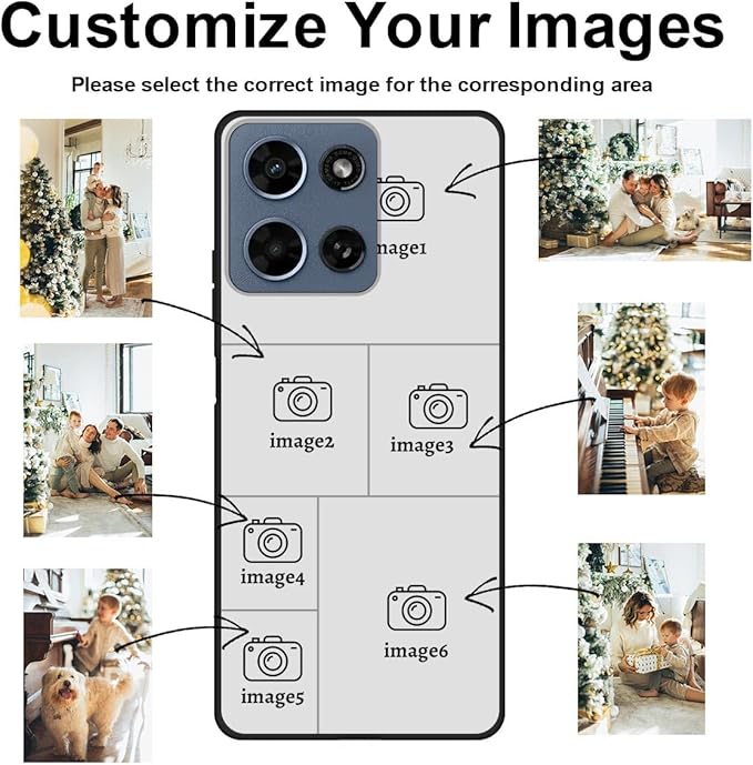 Design Your Own Case for Motorola Moto G Play 2026, Custom Personalized Photo Collage Text Cover, Customized Picture Shockproof Protective Soft Slim Silicone Case, Gift for Birthday, Black