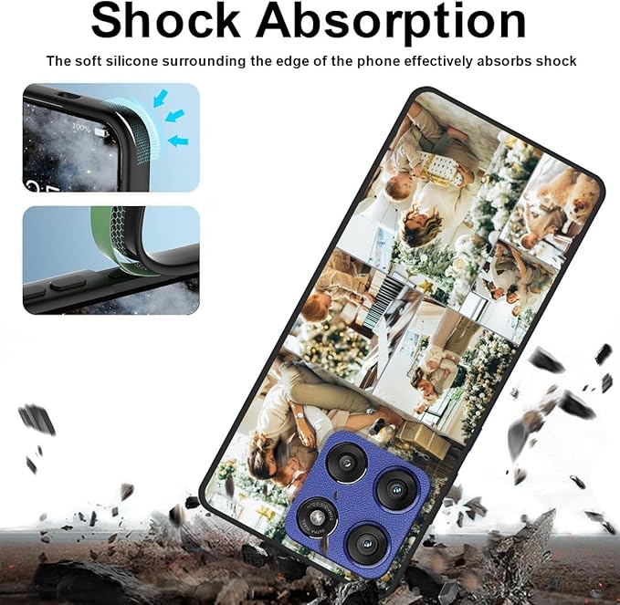 Design Your Own Case for Motorola Moto G Stylus 5G 2025, Custom Personalized Photo Collage Text Cover, Customized Picture Shockproof Protective Soft Slim Silicone Case, Gift for Birthday, Black