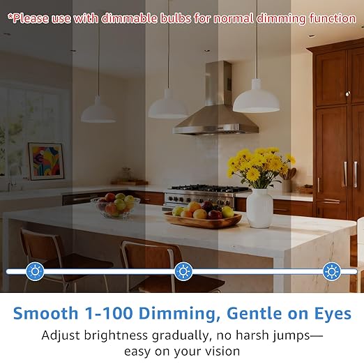 1 Pack Smart Dimmer Switch, Single Pole with Neutral Wire Required, 2.4GHz WiFi Switch Compatible with Alexa & Google Home, No Hub Needed, 150W Max LED/CFL 600W Max Incandescent, ETL Certified, White