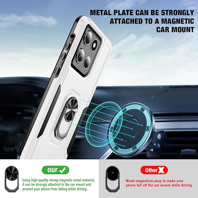 for Motorola Moto G Stylus 2026/2025 Case [15 FT Military Grade Drop Protection] with 2X Tempered Glass Screen Protector, Heavy-Duty Shockproof Magnetic Kickstand Case White
