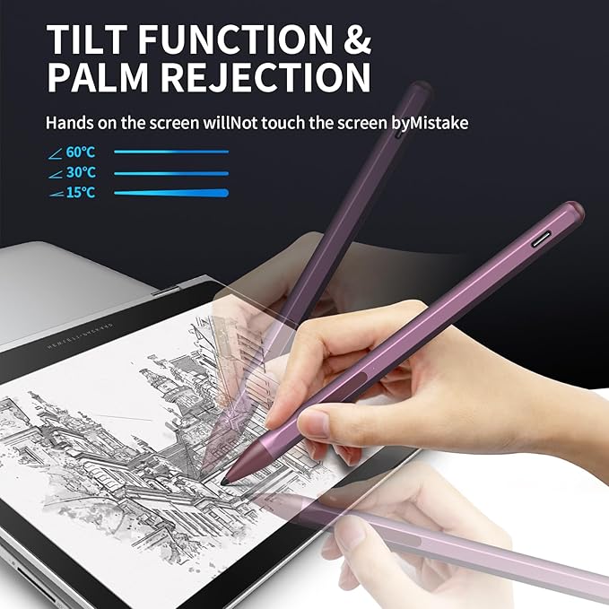 Stylus Pen for ASUS Transformer/Mini/ASUS Zenbook Flip/Pro/ASUS Vivobook Flip/Pro/Duo/ASUS Notebook, Rechargeable MPP 2.0 Tilt Active Pen with 4096 Pressure Sensitivity, Tpye-c Charge, Red