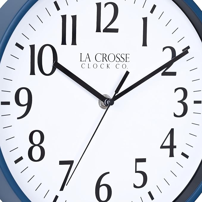 La Crosse Clock 404-3025NB 10 Inch Navy Blue Basics Analog Quartz Wall Clock