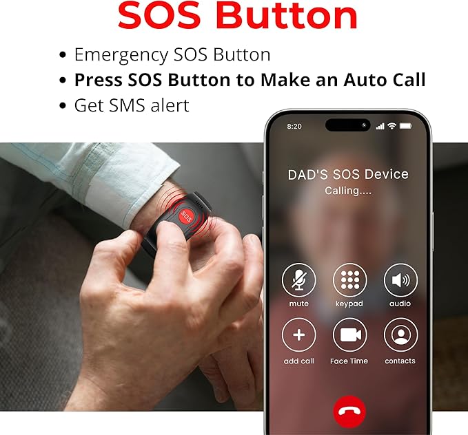 SecuLife SOS Wristband Fall Detection GPS Safety Bracelet 2-Way Calling Geo-Fencing for Seniors