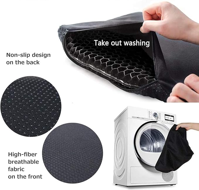 2023The Newest Gel Seat Cushion,with Non-Slip Cover,Help in Relieving Back Pain & Sciatica Pain,Seat Cushion for The Car,Office,Wheelchair&Chair (Black)