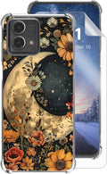 for Motorola G Stylus 5G 2023 Clear Phone Case, Lightweight Transparent TPU, Floral Moon Shockproof Four Corner Anti-Fall Case 6.6" for Moto G Stylus 5G 2023, Screen Protector Film