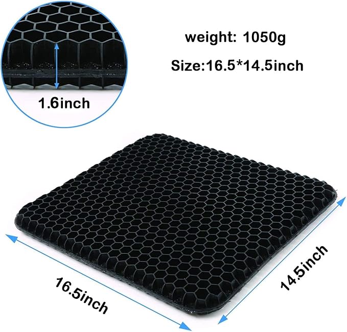 2023The Newest Gel Seat Cushion,with Non-Slip Cover,Help in Relieving Back Pain & Sciatica Pain,Seat Cushion for The Car,Office,Wheelchair&Chair (Black)