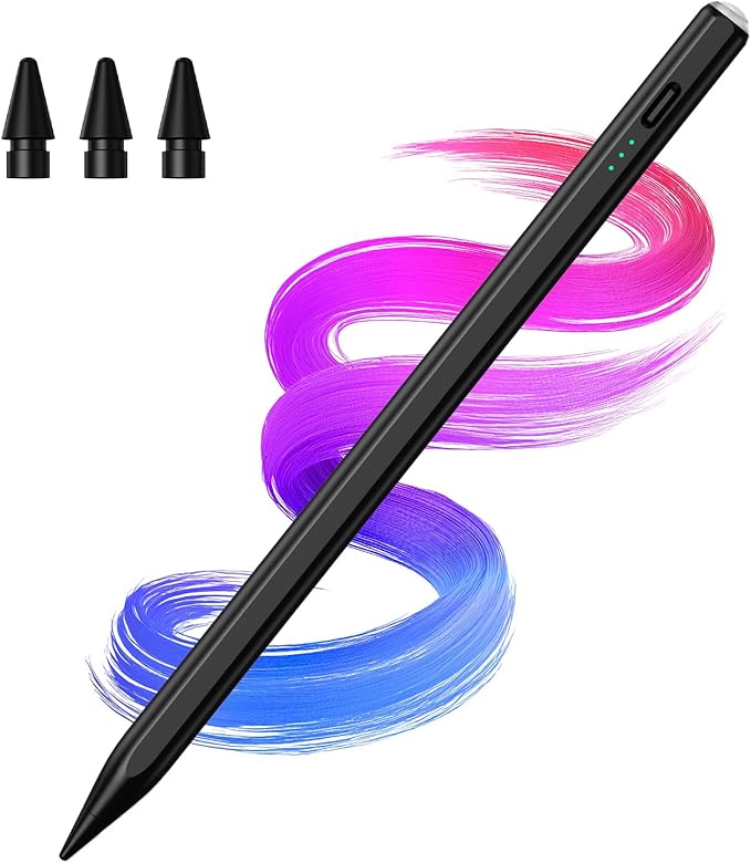 Hastraith Stylus Pen for iPad(2018-2025)-2X Faster Charge with Tilt Sensitivity & Palm Rejection for iPad 11/10/9/8/7/6th Gen, Air 7/6/5/4/3/M3/M2, Pro 13"/12.9"/11"/M4, Mini 7/6/5th, Black