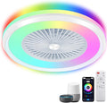 24" Bladeless Ceiling Fans with Lights and Remote/APP/Voice Control, Low Profile Ceiling Fan with RGB Lights, Smart Modern Ceiling Fan Dimmable LED Light 6 Speeds Timing Reversible