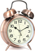 AYRELY® Super Loud Alarm Clock for Heavy Sleepers Adults,Twin Bell Retro 4 Inch Silent Non-Ticking Quartz with Backlight, Alarm Clocks for Bedrooms,Bedside,Study Room (Copper)