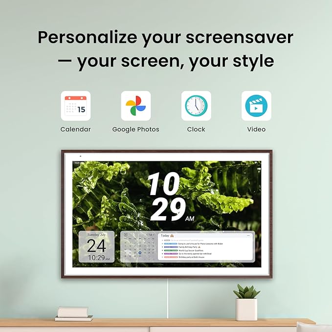 Apolosign 27-Inch 4K Smart Digital Wall Calendar Touchscreen Family Planner Dark Oak