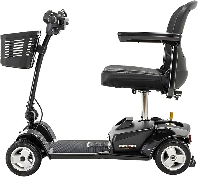 Pride Mobility Go Go Ultra X 4-wheel Scooter - Travel Mobility for Adults, 12 Ah Battery, 300 Lbs Weight Capacity, Seat Dimensions - 17"" W x 17"" D - S49, Black