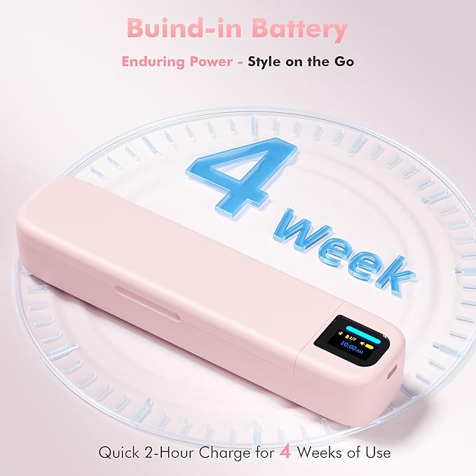 Smart Pill Dispenser with Alarm & Bluetooth, 7-Day Once-Daily Organizer & Travel Case, App-Controlled Medicine/Supplement/Vitamin Reminder, Portable Weekly Pill Box (Pink)
