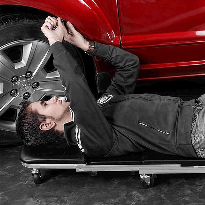Magshion Garage Creeper Seats on Wheels, Length 40" 330 lbs Capacity 2 in 1 Folding Mechanic Creeper Garage Stool Lay Down or Sit (Gray)